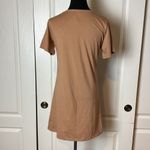 NWT CAMEL BROWN BASIC V NECK CUT OUT T SHIRT DRESS Photo 2