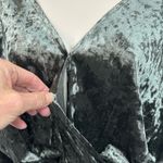 Skylar + Madison Green Velvet Velour Mini Dress Vneck Wide Sleeve Smocked Small Photo 1