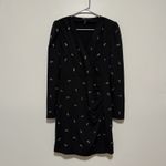 Maje  Black Rhinestone Paisley Draped Long Sleeve Mini Dress Size 38 Photo 3