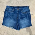 J.Crew Dark Wash Raw Hem Fold Over High Rise Denim Shorts Size 33 Photo 2