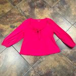 Ava & Viv Pink Pullover Tie Front Long Balloon Sleeves XXL Photo 2