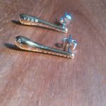 Simulated White Diamond Stainless Steel and Brass Earrings Photo 3