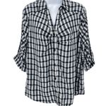 Anthropologie BeachLunchLounge Urban Outfitters Plaid Gingham Button Down Ruched Sleeve Top Photo 0