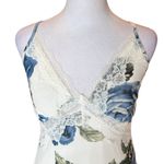 Thirty Thirty Babydoll Maxi Slip Dress Lace Trim Blue Floral Print Womens Medium White Photo 4
