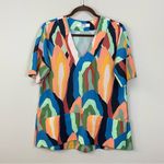 CROSBY by Mollie Burch  Geode Print V Neck Top‎ Size XS Photo 1