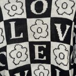 JUST POLLY Black & White Flower Love Oversized Knit Cardigan EUC Size‎ Small Photo 3