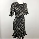 Nina Leonard NWT Plaid Printed Ruffle Hem Knit Dress Large Office Job Career Photo 8