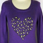 SO Y2K 2000s Purple Leopard Animal Print Knit Pullover Sweater Size Large Photo 2