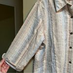 Alfred Dunner  Button Down Blouse Pink Blue Tan Stripes Clip Dot 16P Photo 3