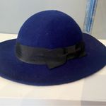 Vintage Arlin Royal Blue 100% Wool Hat With Ribbon And Bow Made In USA Photo 1
