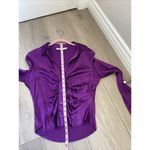 ZARA  Purple Satin Pleated Shirt button front size S Photo 5