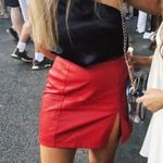 Red Leather Skirt With Slit Photo 0