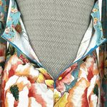 Farm Rio  Light Blue Floral Summer Mini Dress Split Long Sleeve Open Back Size P Photo 7