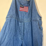 Vintage 90’s Agapo Embroidered American flag denim cropped overalls sizeXL Blue Size XL Photo 2