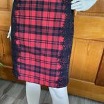 Chetta B  Red Black Plaid Lace Trim Sleeveless Sheath Dress 2 Lumberjack Buffalo Photo 2