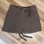 Gianni Bini Brown Polka Dot Mini Skirt Skater Flare Tie Waist Cutout Size 8 New Photo 0