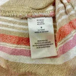 Ava James  Linen Blend Short Sleeve Button Shirt Striped Drawstring Top Size M Photo 4