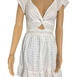 Angie NWT White Floral Ruffle Milkmaid Mini Dress Size Small Photo 0