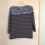 Talbots navy and white stripe animal print tee women’s size M nautical Photo 1