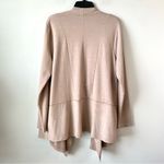LOGO By Lori Goldstein LOGO Lounge Faux Suede Hem Open Front Cardigan Taupe Beige L Photo 4