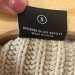 Miou Muse Cable Knit 1/4 Zip Pullover Sweater Knit Beige Womens Small Tan Photo 4