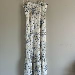 Commence Floral White and Blue  Ruffle Hem Sleeveless Maxi Dress Small  Photo 3