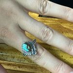 Natural Blue Moon Turquoise Sterling Silver Ring Size 10 Photo 3