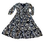 Soft Surroundings  Tilda Midi Dress Navy White Embroidered Boho Size Medium Women Photo 1