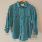 VINTAGE 90s SEGRETS SUN PRINTS Blue‎ 100% Cotton Button Down Casual Shirt Medium Blue Photo 0