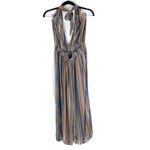 Wild Fable Jumpsuit Wide Leg Halter Backless Striped Blue Orange Brown Size S Photo 1