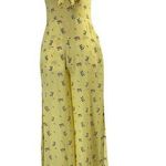 Love, Fire Love Fire Women’s Small Jumpsuit Yellow Floral Open Leg Slit Side Smocked Photo 0