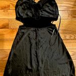 Forever 21  NWT Black Satin Cowl neck Crisscross black tie cutout Mini Dress M Photo 9