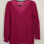 Sundance ‎ Pink V Neck Lace Trim Cotton Blend Pullover Sweater Small Photo 0