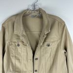 L.L. Bean Womens Tan Denim Jacket Size Large Khaki Button Front Casual Photo 3