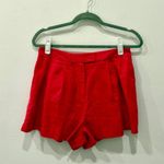 ZARA NWT Linen Blend High Waisted Pleated Trouser Shorts Red Women's Size M Photo 0