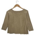 Dana Buchman Cardigan Sweater Womens Medium Tan Silk Ribbed 3/4 Sleeve Classic Photo 1