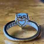 Genuine Aquamarine Sterling Silver Heart Ring Size 6 Photo 4