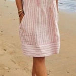 Faherty Sleeveless Linen Blend Dress Striped Casual Striped Pattern Coastal Photo 0