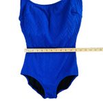 Gottex Sz 10 Royal Blue Textured Scoop Neck One Piece Swimsuit Classic Fit Photo 6