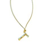 18KGP T Bamboo Initial Pendant And Necklace Gold Photo 1
