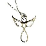 Sterling Silver Angel Pendant Necklace Aquamarine CZ Chain 18" NWOT Photo 3