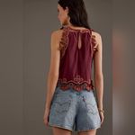 Anthropologie NWT By Embroidered Tank Top Color: Wine Size XL Photo 2