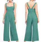 Cal Meets Glam Nicole Wide Leg Jumpsuit Square Neck Sleeveless Size 4 Green Photo 1
