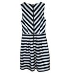Banana Republic Fit Flare Cocktail Dress Black White Striped Sz 2 Pockets A-Line Photo 14