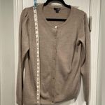 East 5th  Size LP Mushroom Beige Long Sleeve Lightweight Cardigan Puff Shoulder Photo 5