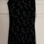 Vintage Y2K stretchy black mini dress with sparkly silver design Size M Photo 0