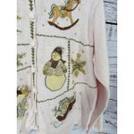 Vintage Ugly Christmas Sweater Women's XL Pink Winter Holiday Beaded Cardigan‎ Photo 3