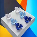 Blue/white Gradient Alloy Flower Design with imitation rhinestone Earrings‎ Blue Photo 1