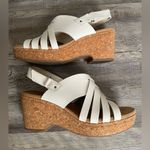 Elegant White Cork Wedge Sandals Size 11 Photo 0