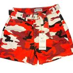 NWT Kréamy Women's Large Red Camo Belted Utility Cargo Shorts Photo 0